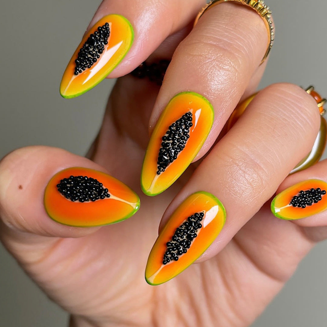 Artificial Nails in Exotic Papaya Design Stornfield