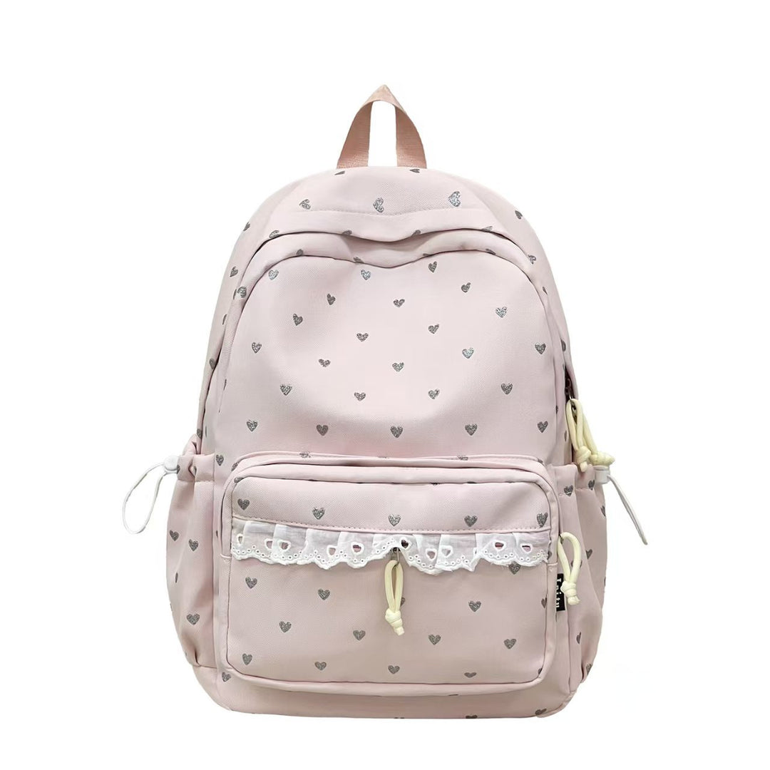 Backpack with Fine Heart Motif and Delicate Lace Appliqué Stornfield