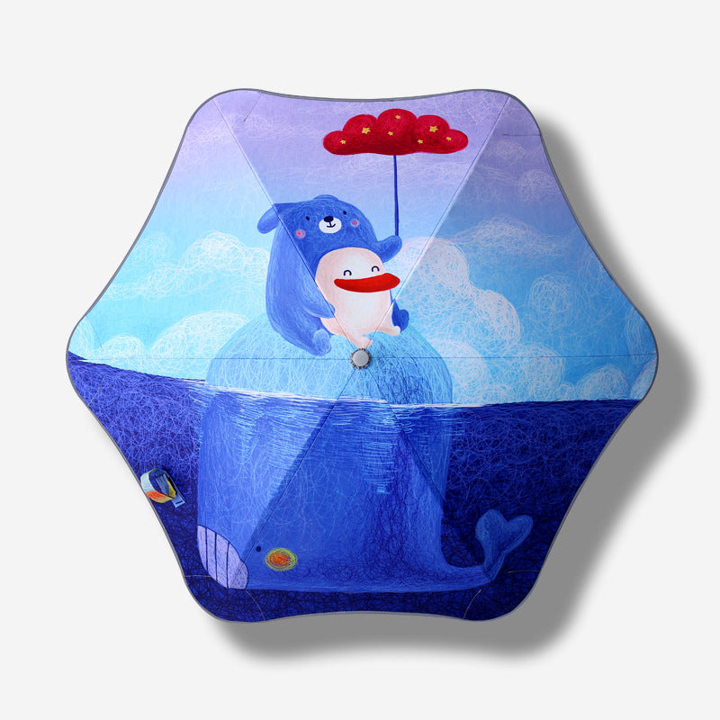 Ladies folding umbrella with animal design and safe handle Stornfield