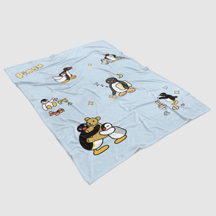 Fun Illustrated Penguin Plush Throw Blanket