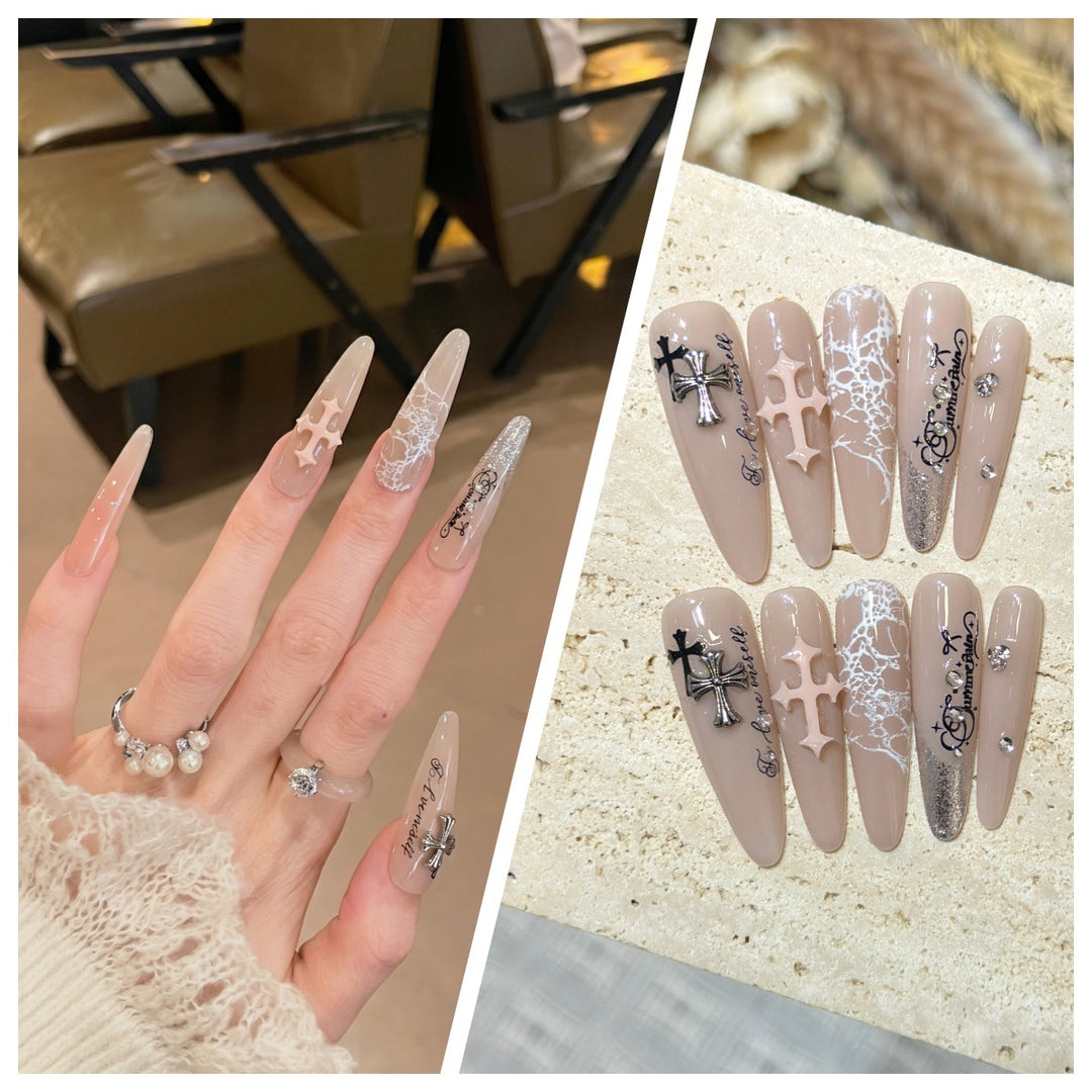 Artistic Stiletto Press-On Nail Set with Charming Patterns Stornfield