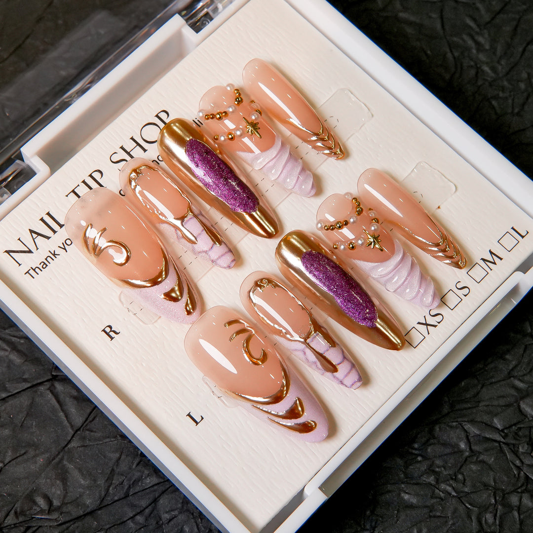 Glamorous Ornate Press-On Nail Designs