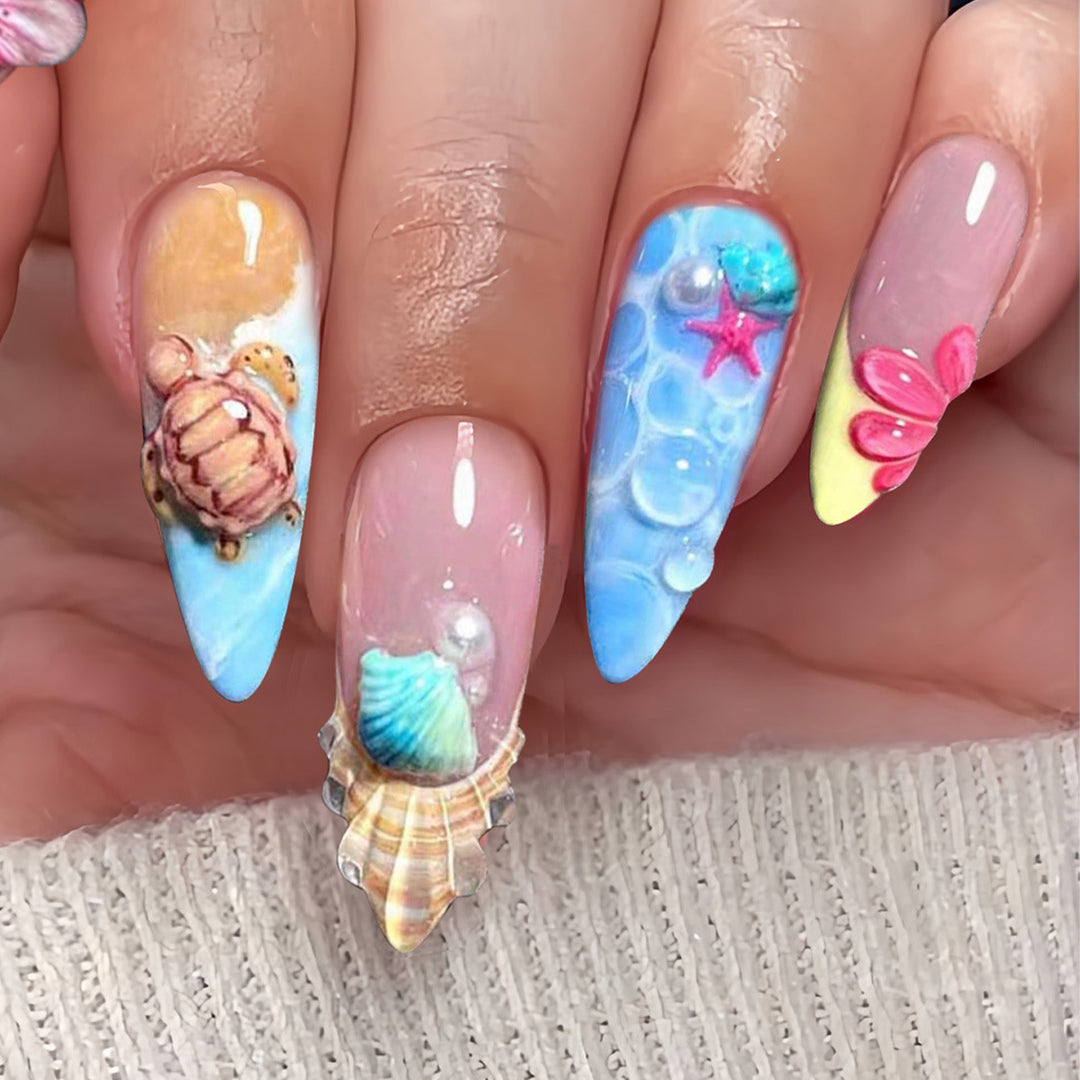 Artistic Sea-Themed Nail Art Stornfield