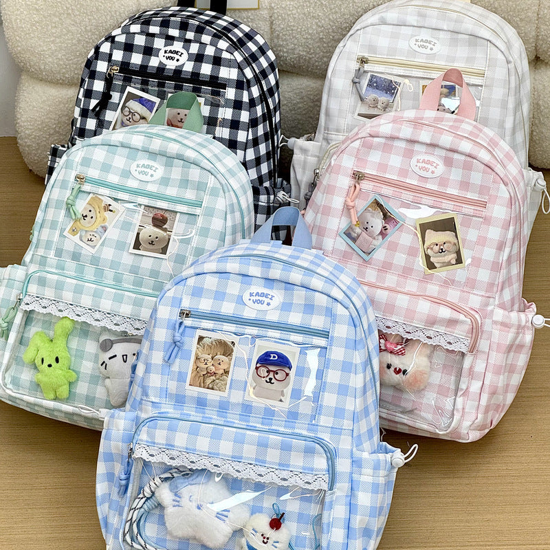 Transparent Front Pocket Checkered Backpack Stornfield