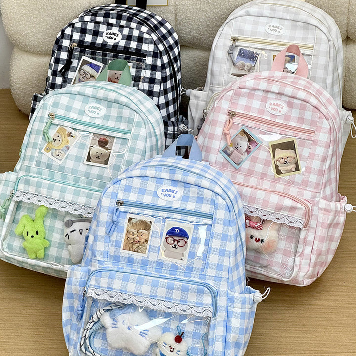 Transparent Front Pocket Checkered Backpack Stornfield