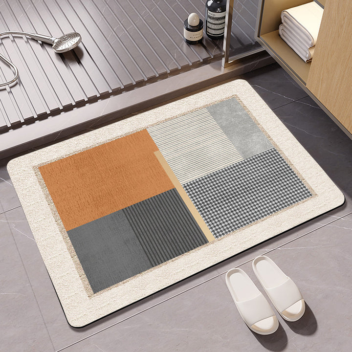 Textured Geometric Bath Mat Stornfield