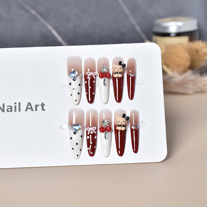 Artistic Press-On Nail Set with Holiday Designs Stornfield