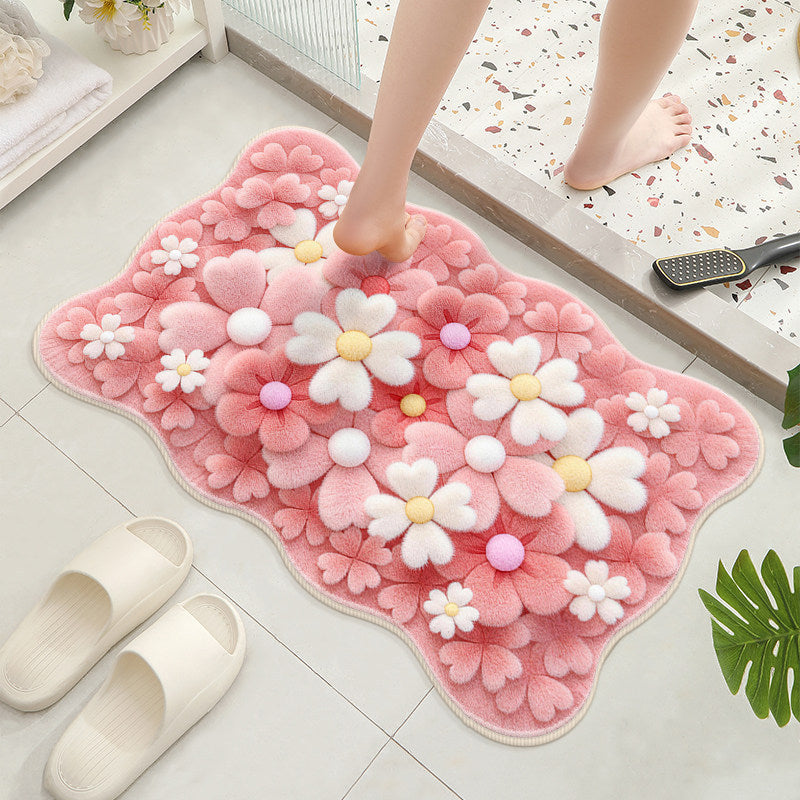 Floral-Themed Soft Bath Mat
