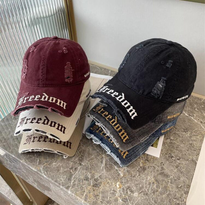 Women's Distressed Freedom Embroidered Baseball Cap Stornfield