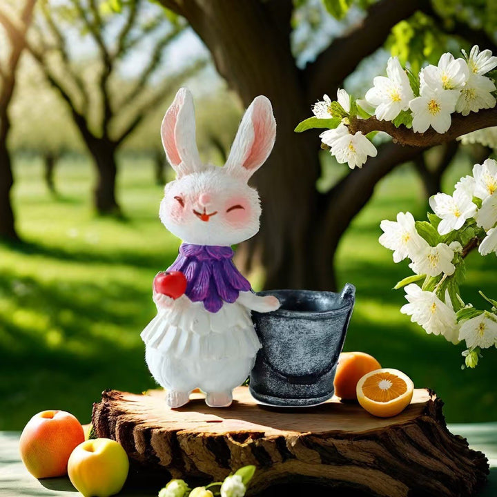 Adorable Rabbit Figurine with Lettuce Planter Stornfield