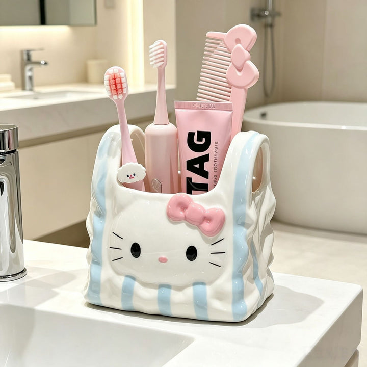 Cute Cat-Shaped Ceramic Organizer for Home Display