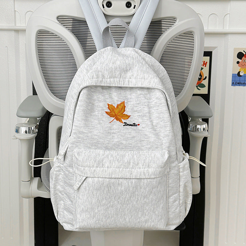 Casual Embroidered Leaf Backpack Stornfield
