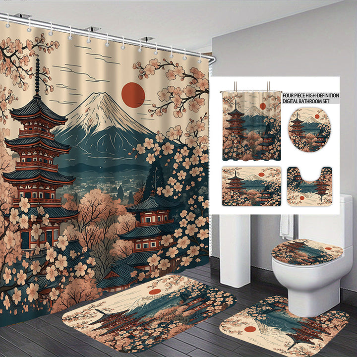 Cat-Themed Four-Piece Digital Bathroom Set Stornfield