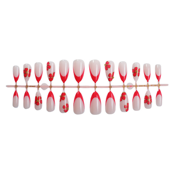 Artistic Press-On Nail Set with Floral and Ombre Design Stornfield 1788496157
