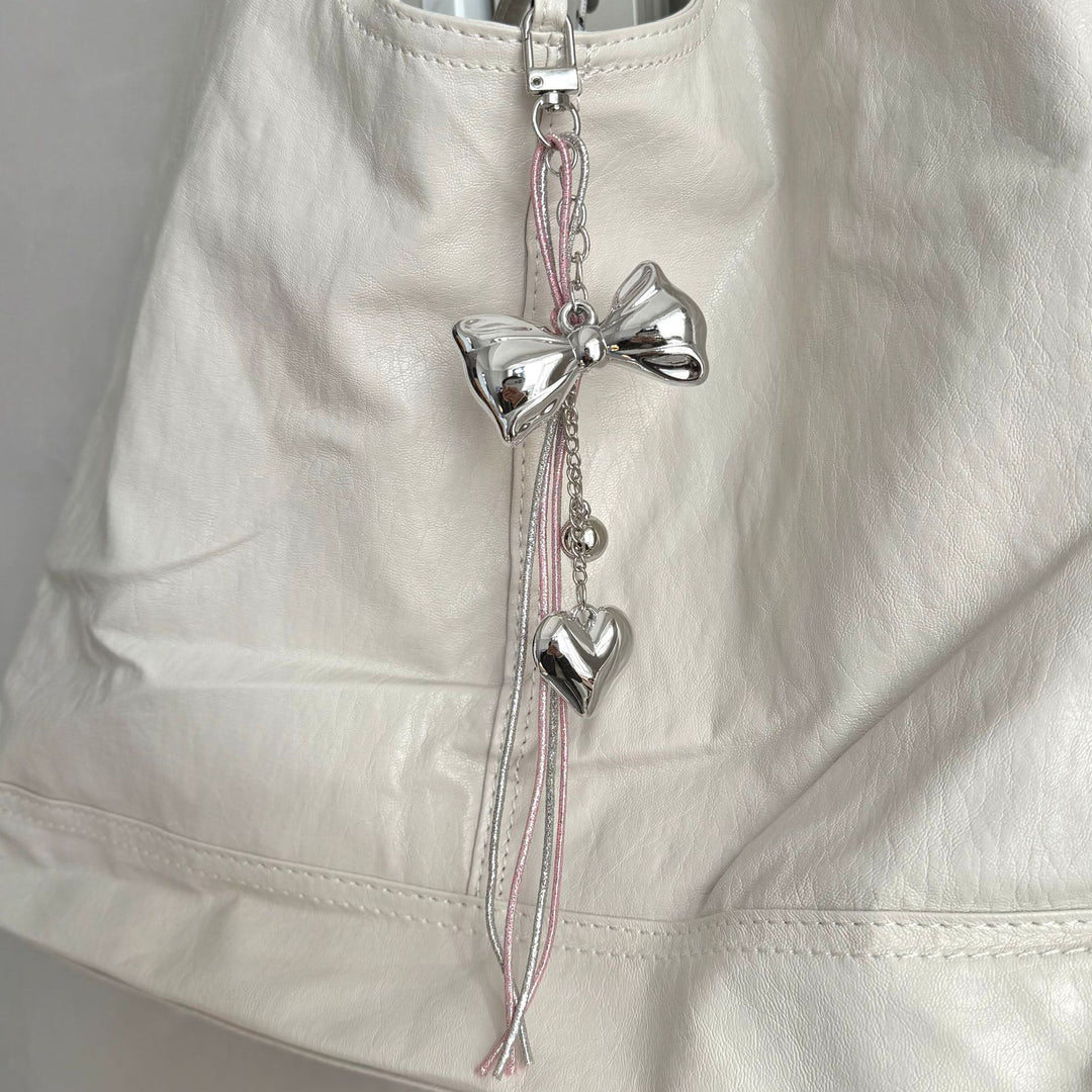 Elegant Bow and Heart Charm Keychain Stornfield