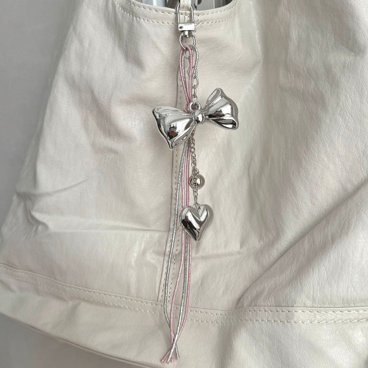 Elegant Bow and Heart Charm Keychain Stornfield