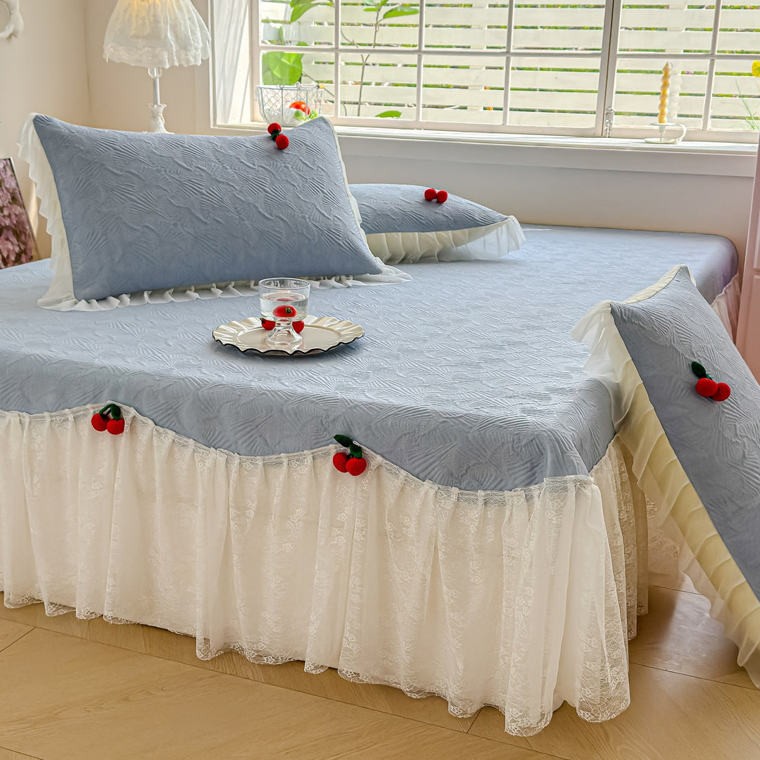 Women's bedspread with playful ruffle design and elegant texture Stornfield