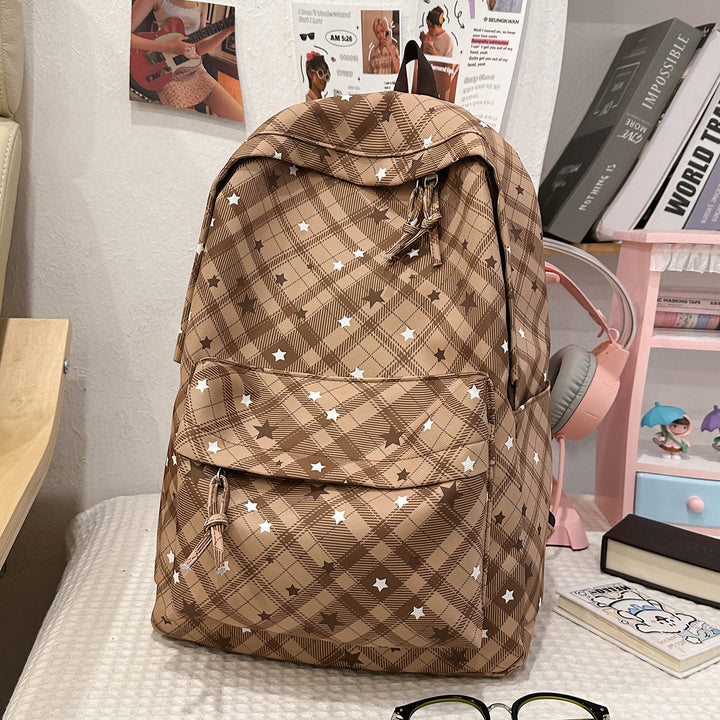 Backpack with Fashionable Check Pattern and Practical Compartments Stornfield