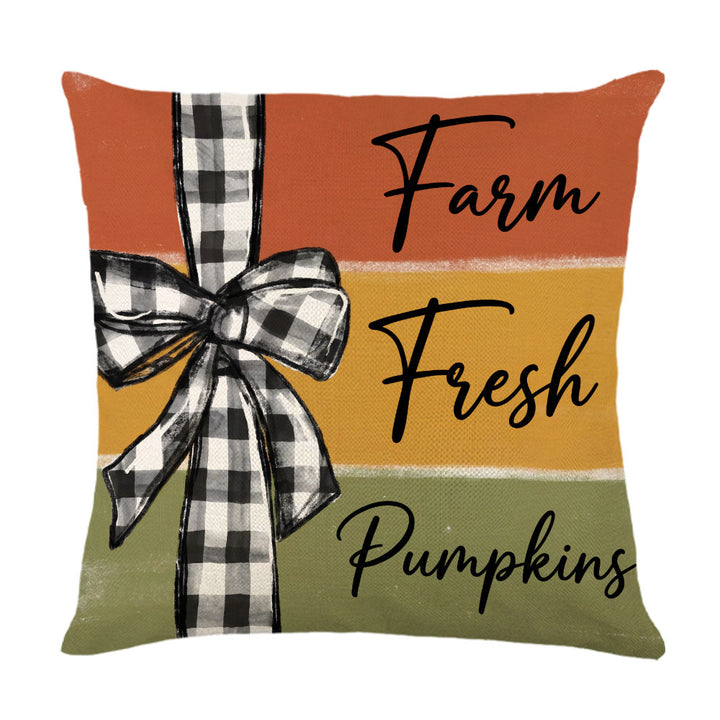 Decorative Autumn Basket Pumpkin Sunflower Square Pillow Cover with Hidden Zipper