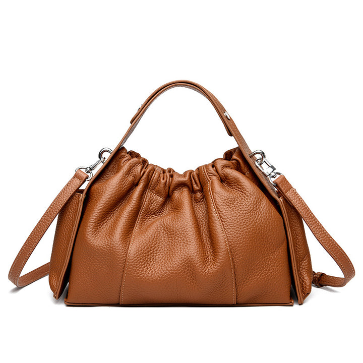 Textured Leather Drawstring Satchel Stornfield