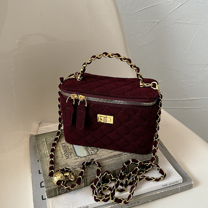 Quilted Suede Crossbody Handbag