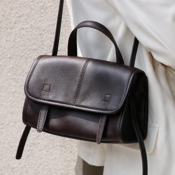Structured Pebbled Top-Handle Flap Satchel Crossbody