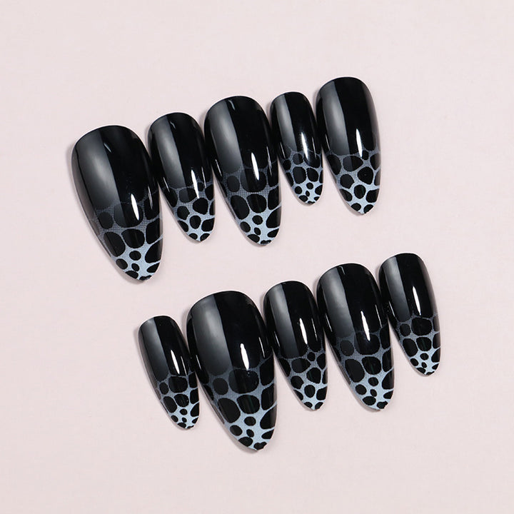 Artistic Press-On Nail Set with Geometric Design Stornfield