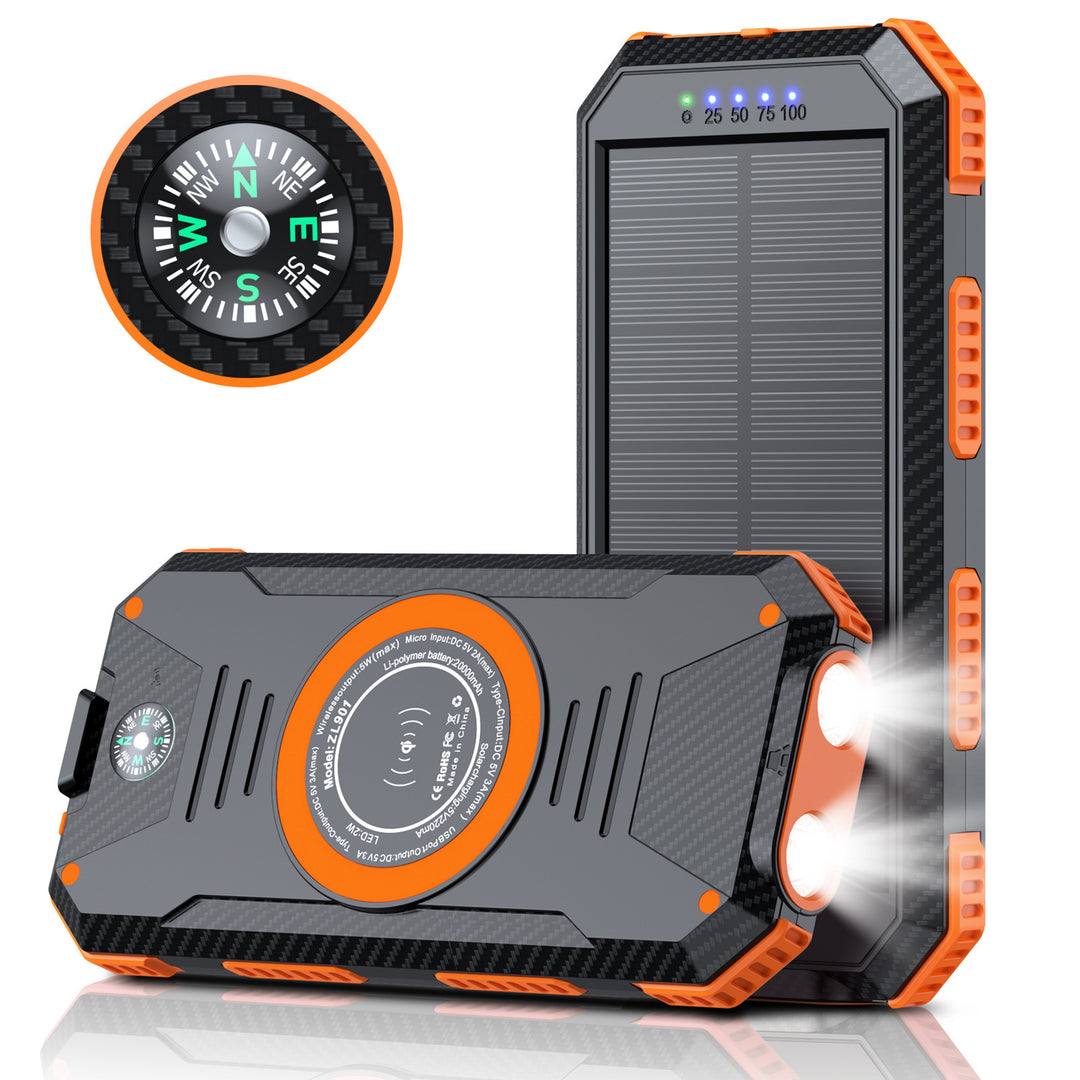 Solar-powered power bank with integrated compass and LED lighting Stornfield