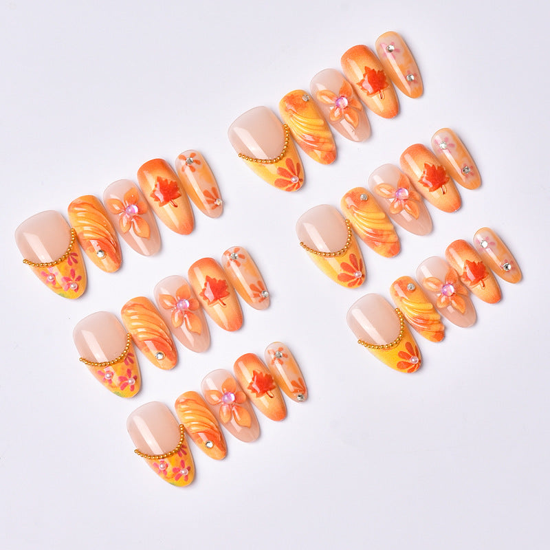 Artistic Floral-Themed Press-On Nail Set Stornfield