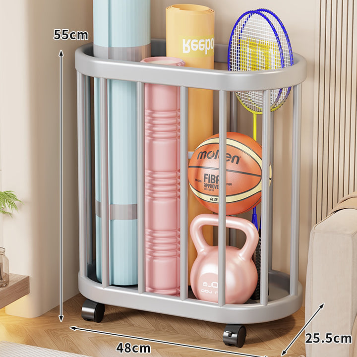 Vertical Rolling Sports Equipment Storage Caddy with Open-Bar Frame and Swivel Casters