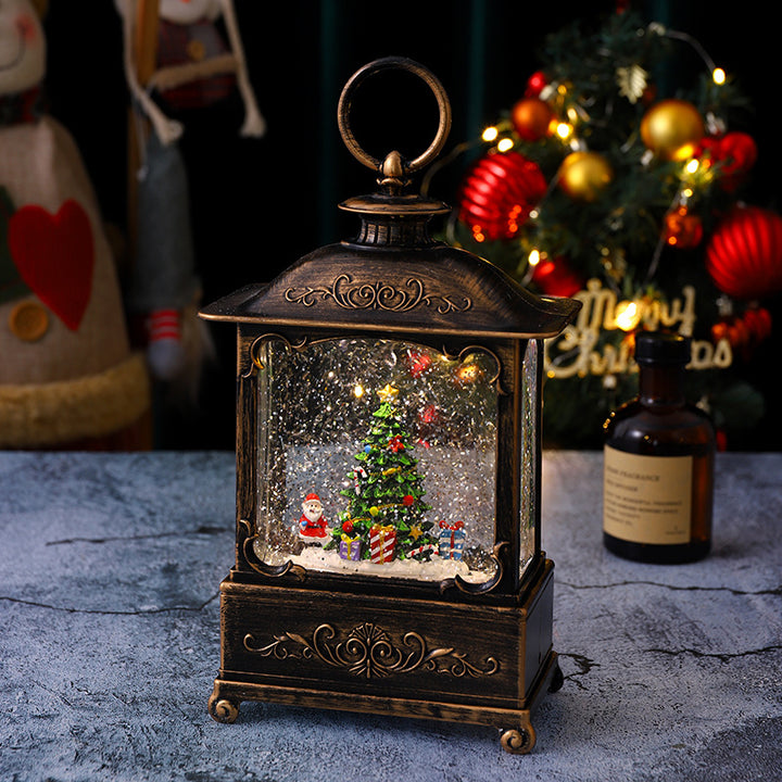 Glittering Christmas lantern with snow scenes Stornfield