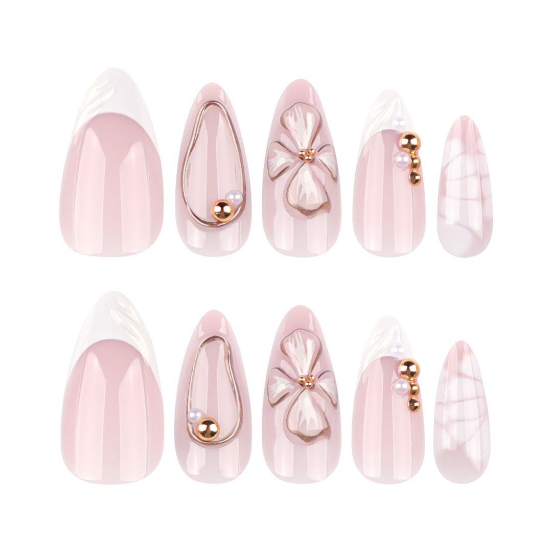 Artful stiletto nails with floral and shimmering decor Stornfield