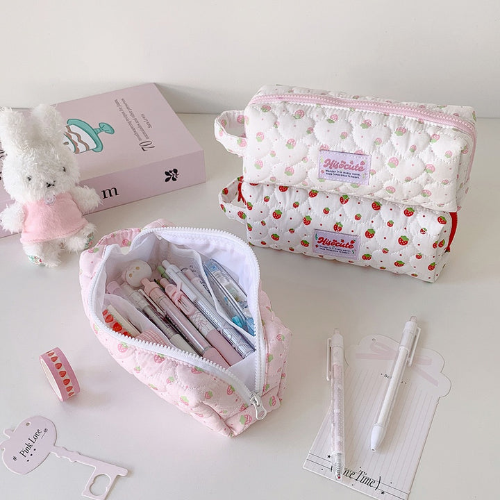 Strawberry Print Quilted Pencil Case Stornfield