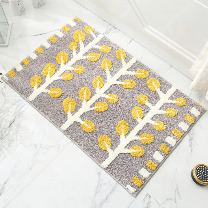 Floral Patterned Bath Mat for Bathroom