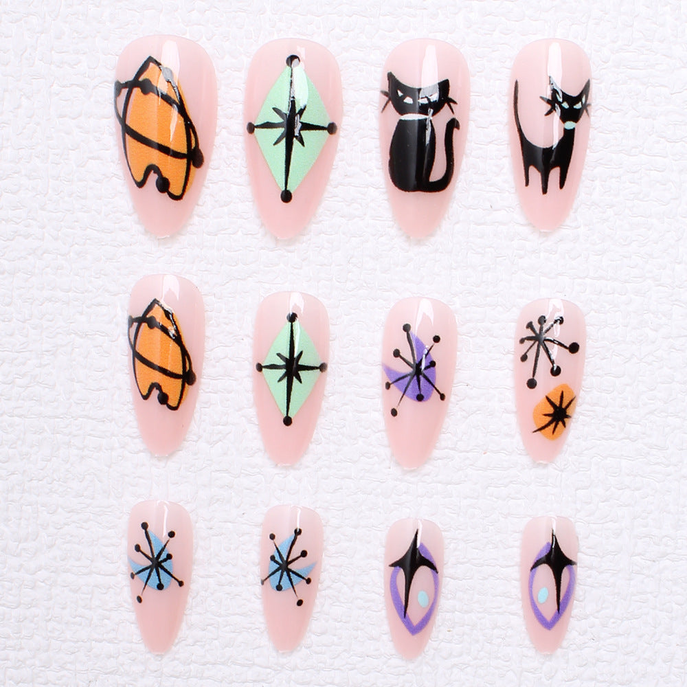 Artificial nail set with artistic Halloween designs Stornfield