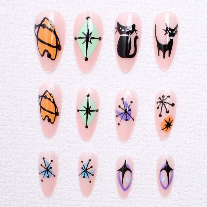 Artificial nail set with artistic Halloween designs Stornfield