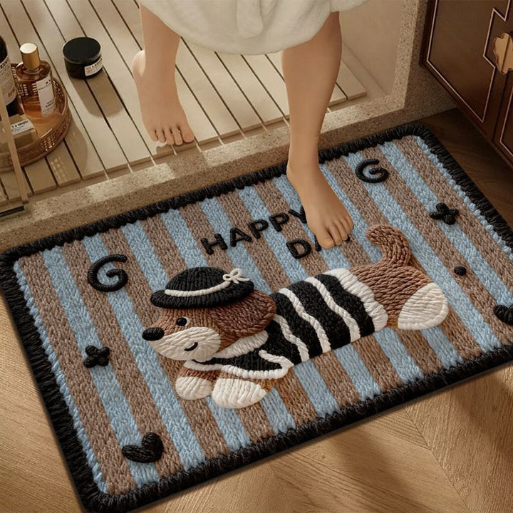 Cute Dog-Themed Bathroom Mat