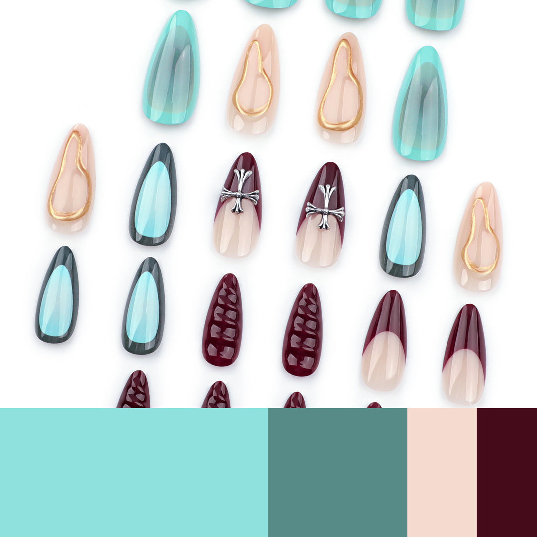 Artful acrylic nails with 3D design and glitter accents Stornfield