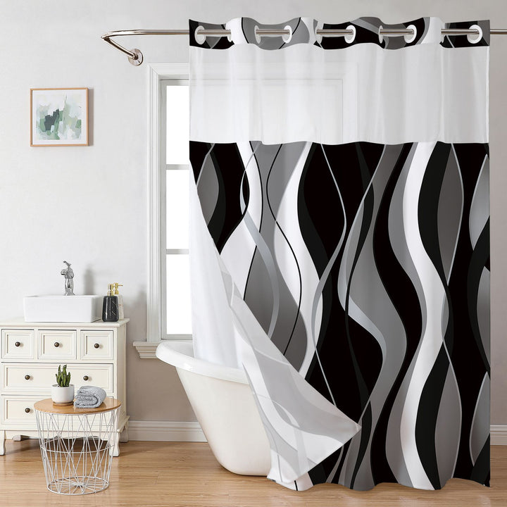 Modern Abstract Wave Pattern Shower Curtain Stornfield