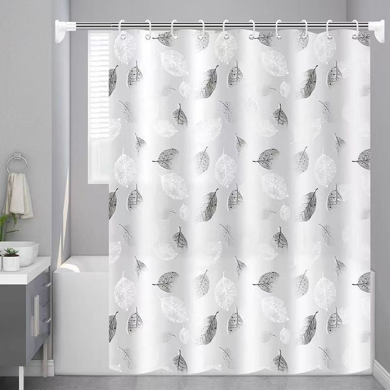 Elegant Leaf Print Bathroom Shower Curtain Stornfield