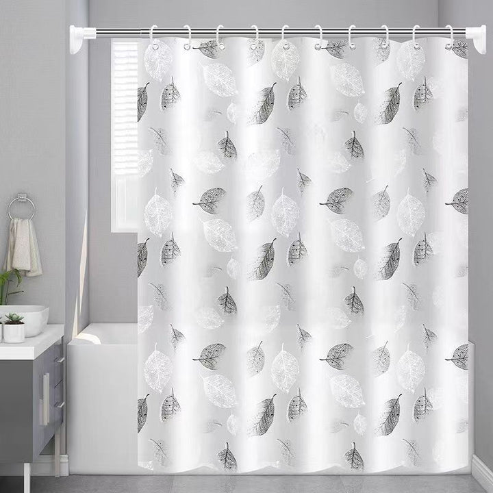Elegant Leaf Print Bathroom Shower Curtain Stornfield