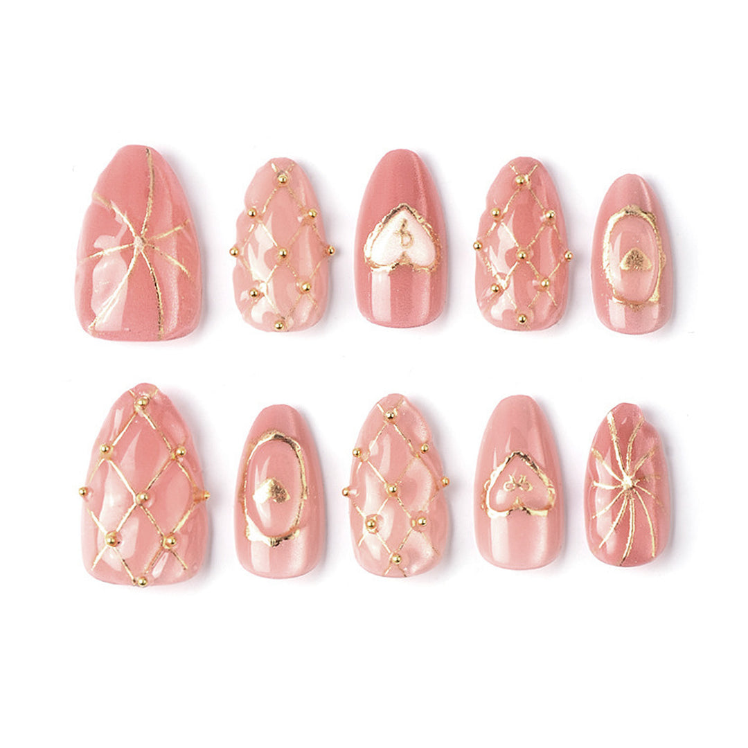 Artistic Heart-Accent Press-On Nails Set Stornfield