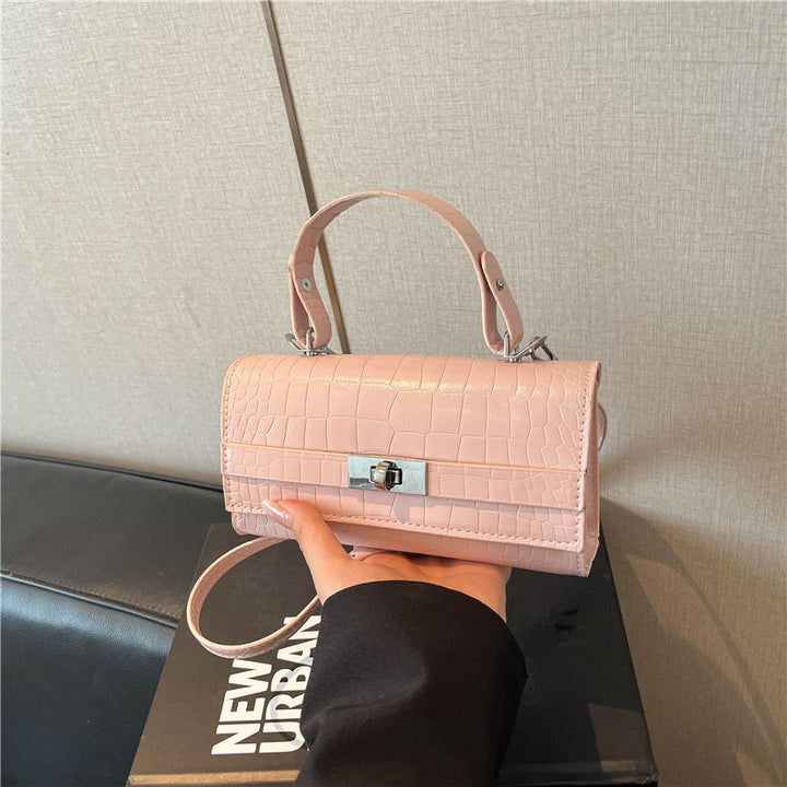 Crocodile-Patterned Structured Handbag