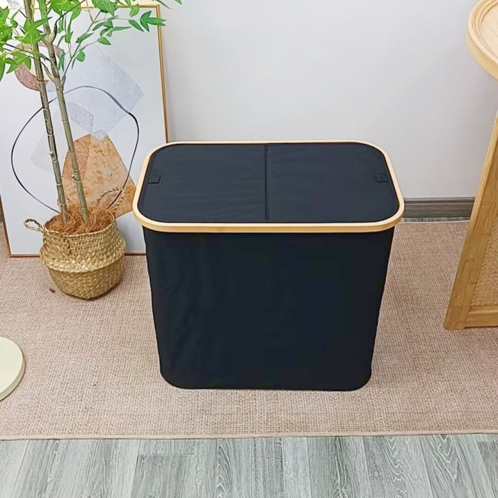 Elegant laundry basket with bamboo lid Stornfield
