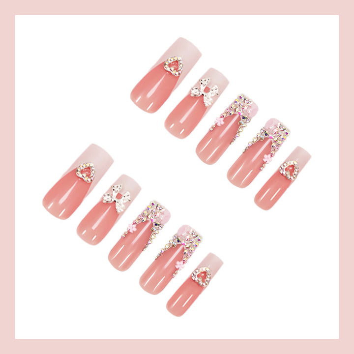 Nail set with glamorous 3D flower embellishments Stornfield
