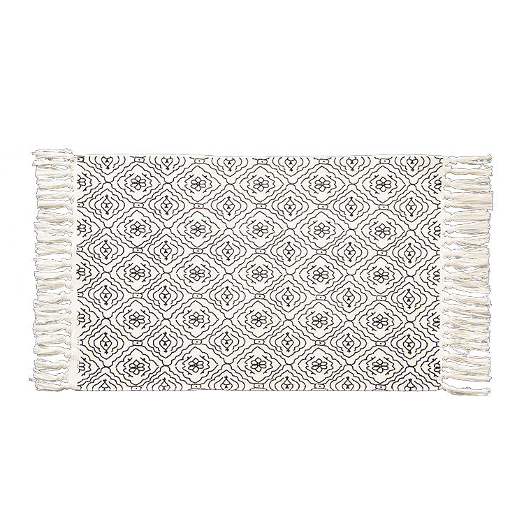 Woven cotton rug runner in Boho-Ethno pattern with fringes Stornfield