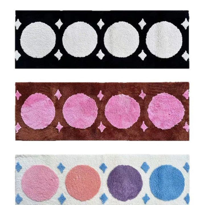 Shag Tufted Rectangular Runner Rug with Pastel Abstract Oval Motif