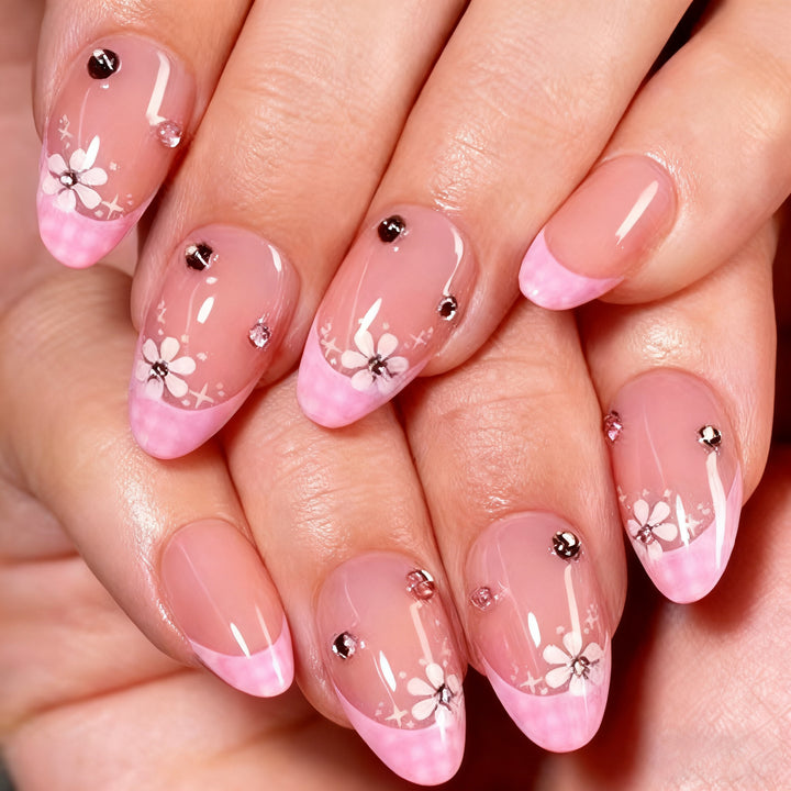 Artistic Floral-Embellished Press-On Nail Set Stornfield
