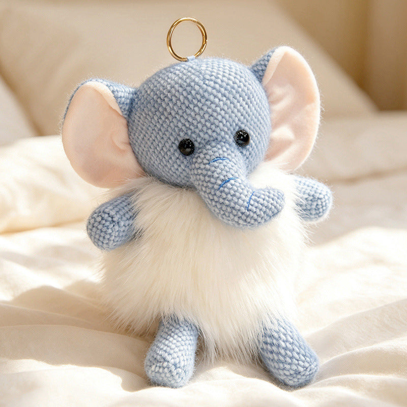 Plush Fluffy Monkey Bag Charm Keychain with Faux-Fur Body and Gold Ring Stornfield