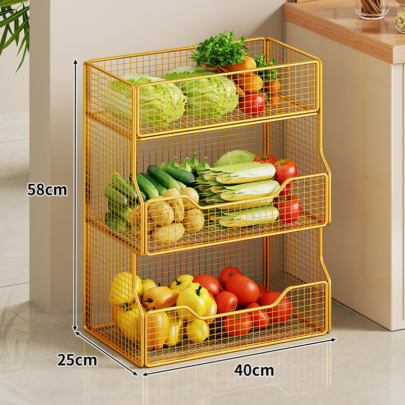 Two-Tier Wire Mesh Countertop Vegetable and Fruit Storage Rack